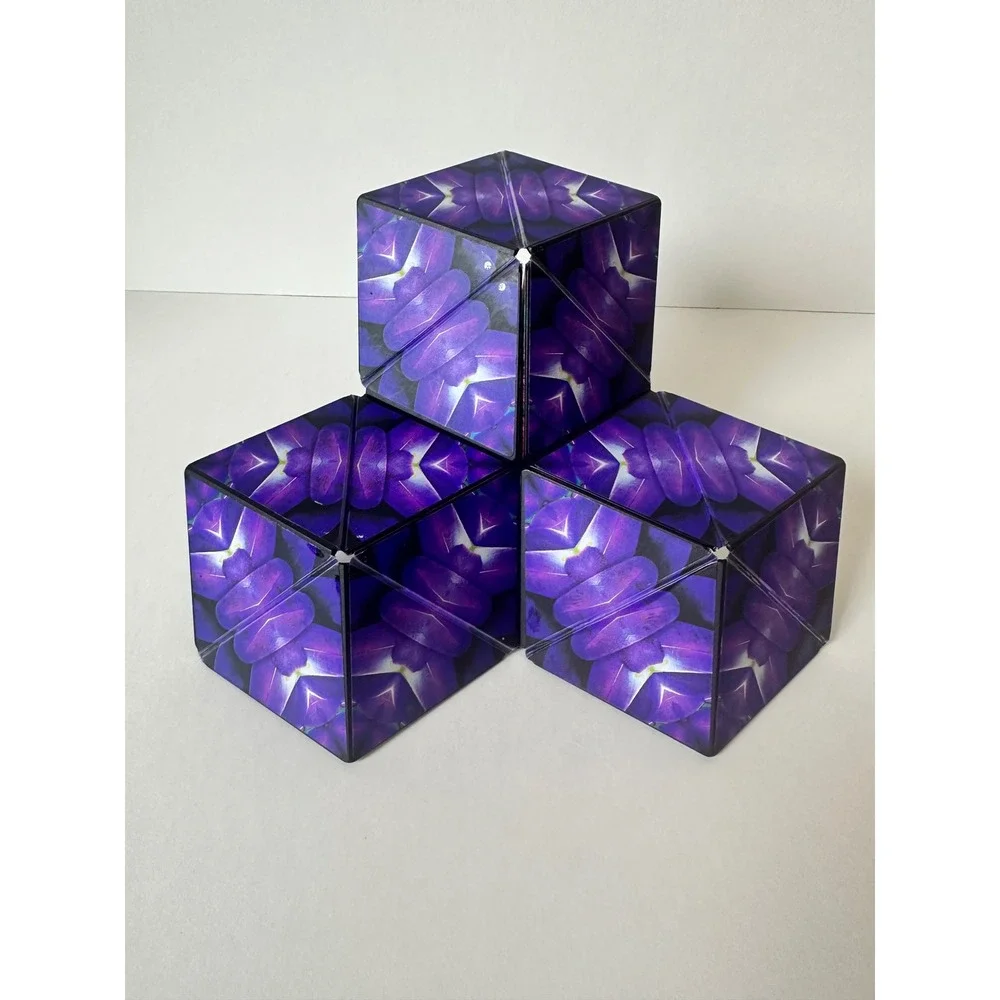 Shashibo Shape Shifting Box Magnetic Puzzle Cube Toy Fidget Peacock Purple Blue